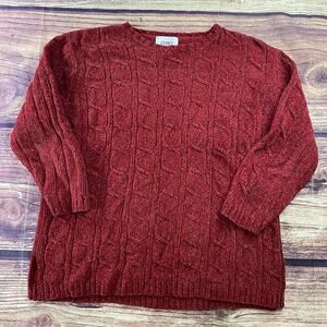 Vintage Jenny Sweater Womens 1X Red Crew Neck Long Sleeve Pullover 90s